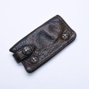 CHROME HEARTS クロムハーツ キーケース クロスボールボタン スナップストラップ キーリング タンクカモ レザー シルバー925 中古 4a004528