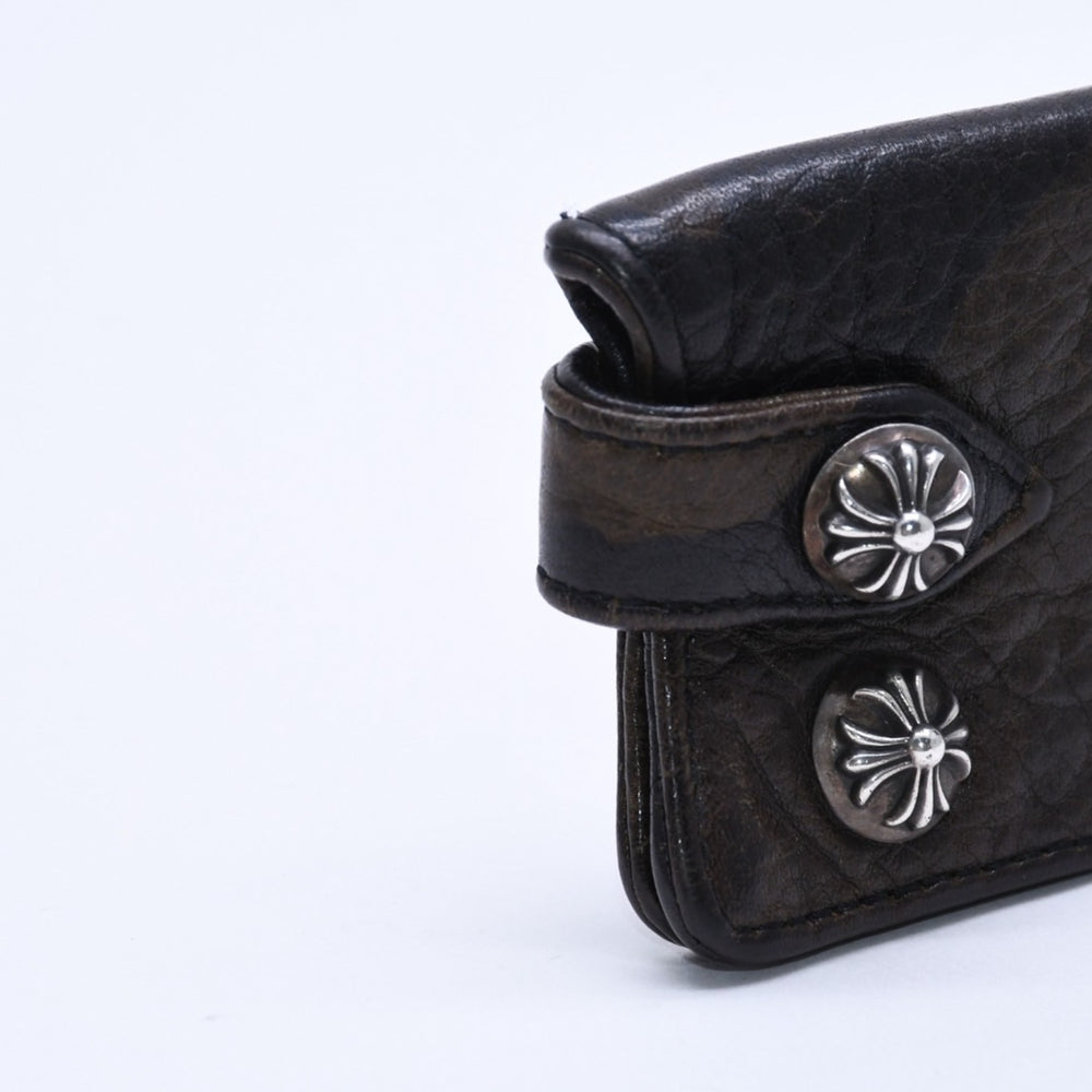 CHROME HEARTS Chrome Hearts Key Case Cross Ball Button Snap Strap Key Ring Tank Camo Leather Silver 925 Used 4a004528