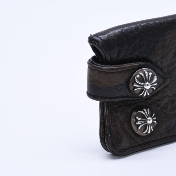 CHROME HEARTS クロムハーツ キーケース クロスボールボタン スナップストラップ キーリング タンクカモ レザー シルバー925 中古 4a004528