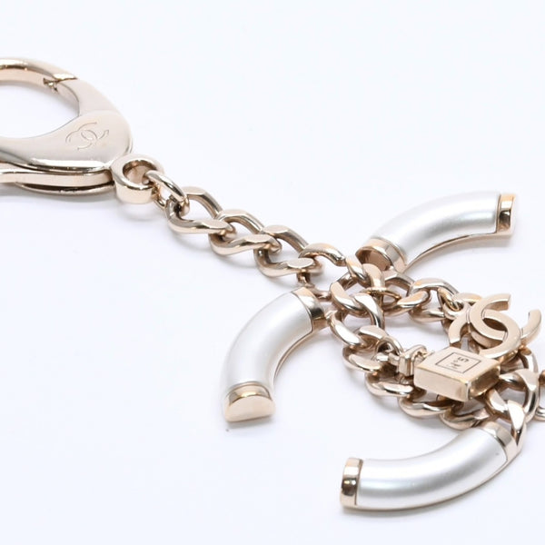 CHANEL シャネル ココマーク キーチャーム キーホルダー パヒューム 重量約31.19g B18B刻印 GP メタル ホワイト ゴールド美品 中古 4a004605