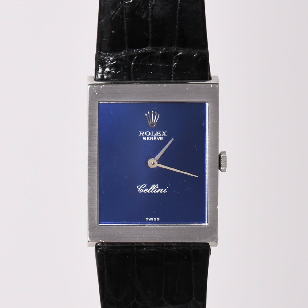 ROLEX ロレックス CELLINI チェリーニ 腕時計 4014 重量約26.25g 18KWG 純正 手巻き ブルーサンレイ文字盤 美品 中古 4a004459