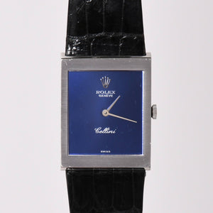 ROLEX ロレックス CELLINI チェリーニ 腕時計 4014 重量約26.25g 18KWG 純正 手巻き ブルーサンレイ文字盤 美品 中古 4a004459