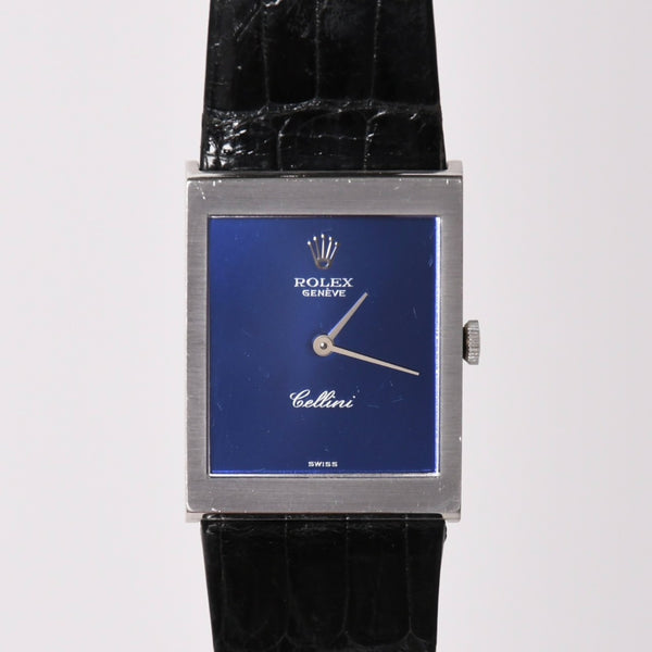 ROLEX ロレックス CELLINI チェリーニ 腕時計 4014 重量約26.25g 18KWG 純正 手巻き ブルーサンレイ文字盤 美品 中古 4a004459