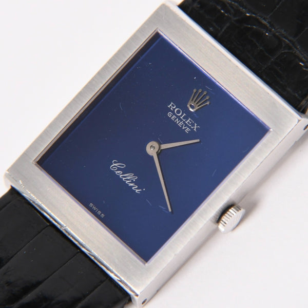 ROLEX ロレックス CELLINI チェリーニ 腕時計 4014 重量約26.25g 18KWG 純正 手巻き ブルーサンレイ文字盤 美品 中古 4a004459