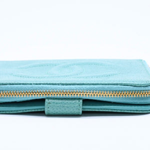 CHANEL Cocomark Wallet Emerald Green Green Round Zipper No. 5 Good Condition Used 4a004465