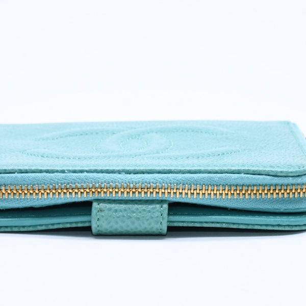 CHANEL Cocomark Wallet Emerald Green Green Round Zipper No. 5 Good Condition Used 4a004465