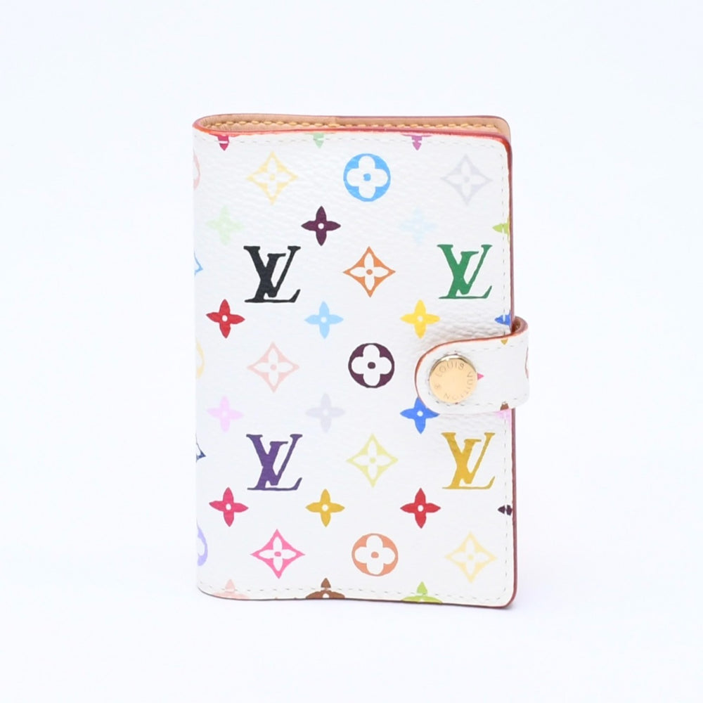 Very Good Condition LOUIS VUITTON Notebook Cover White Multicolor Agenda Mini M92653 Used 4a004292
