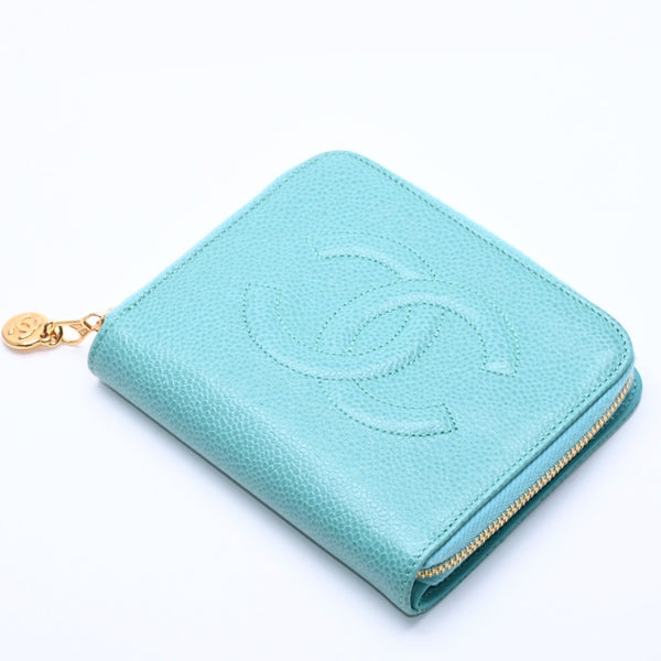 CHANEL Cocomark Wallet Emerald Green Green Round Zipper No. 5 Good Condition Used 4a004465