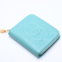画像をギャラリービューアに読み込む, CHANEL シャネル ココマーク 財布 ウォレット エメラルドグリーン グリーン ラウンドファスナー 5番台 美品 中古 4a004465