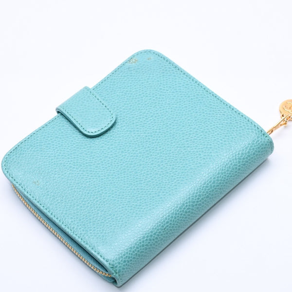 CHANEL Cocomark Wallet Emerald Green Green Round Zipper No. 5 Good Condition Used 4a004465