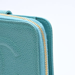 CHANEL Cocomark Wallet Emerald Green Green Round Zipper No. 5 Good Condition Used 4a004465