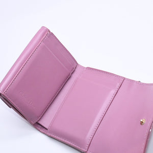 Christian Dior Lady Dior Lotus Wallet S0181OVRB Patent Calfskin Cannage Pink Trifold Wallet Good Used 4a004433