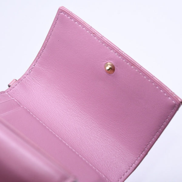 Christian Dior Lady Dior Lotus Wallet S0181OVRB Patent Calfskin Cannage Pink Trifold Wallet Good Used 4a004433