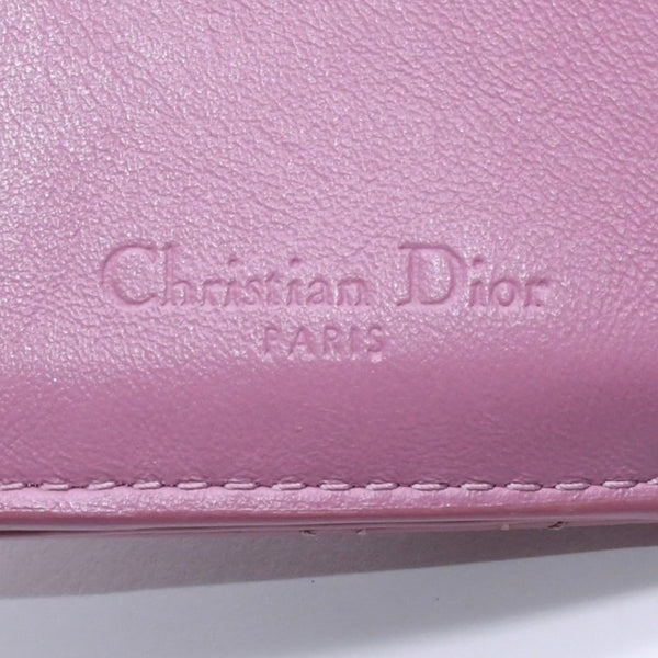 Christian Dior Lady Dior Lotus Wallet S0181OVRB Patent Calfskin Cannage Pink Trifold Wallet Good Used 4a004433