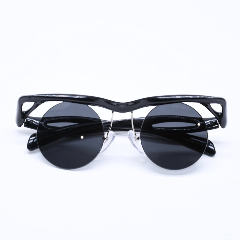 極美品 PRADA プラダ Sunglasses サングラス Morph ラウンドサングラス SPR A24 ブラック 43◻︎22 中古 4a004464