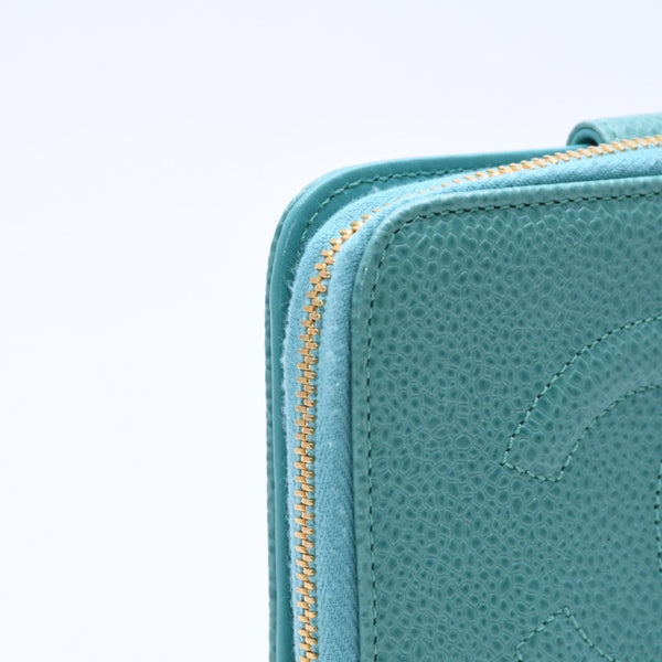 CHANEL Cocomark Wallet Emerald Green Green Round Zipper No. 5 Good Condition Used 4a004465
