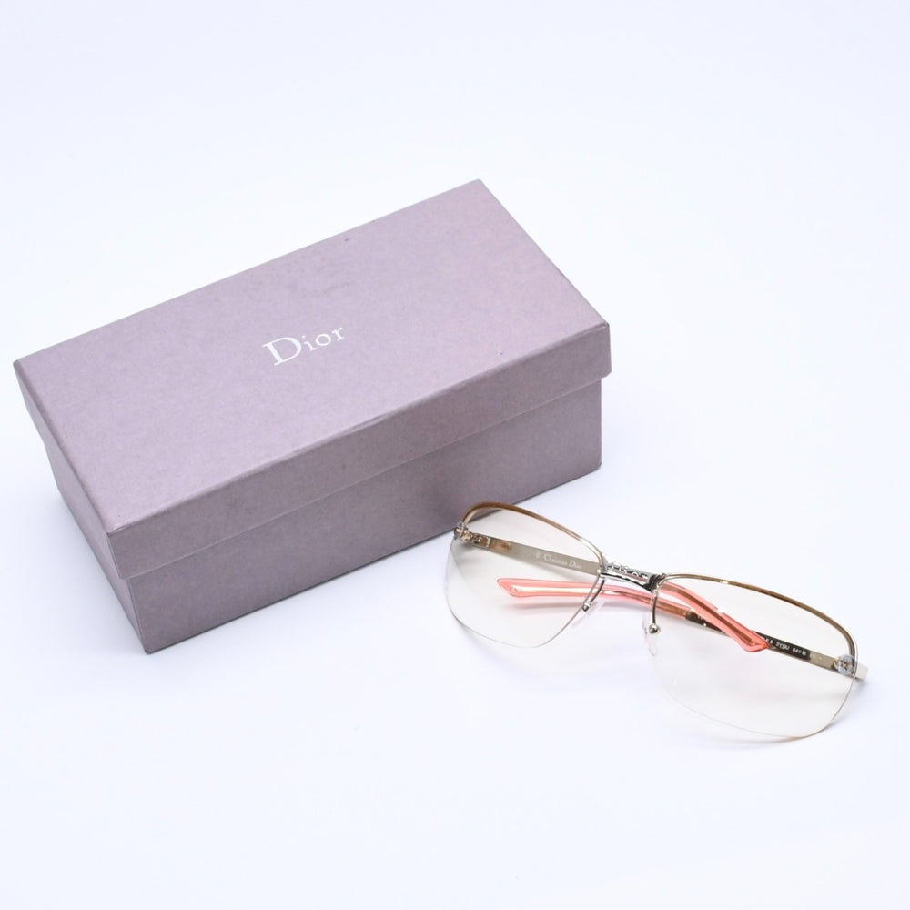 Christian Dior ADIORABLE 5 Half Rim Sunglasses 3YGIJ Size 64□16 115 Silver Yellow Good Condition Used 4a004434