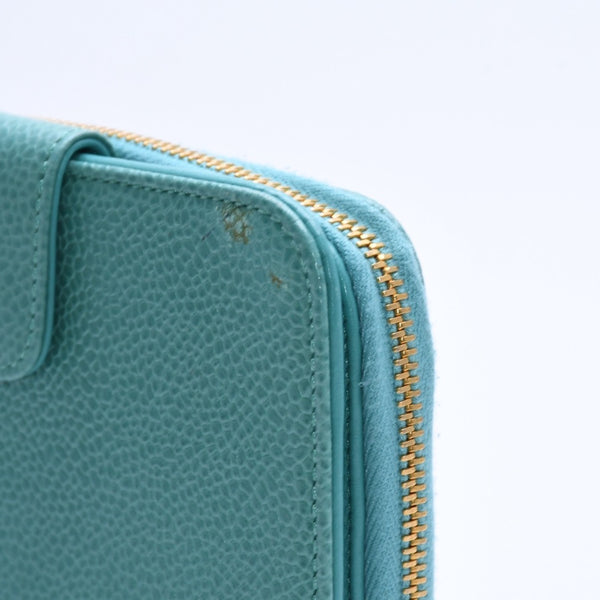 CHANEL Cocomark Wallet Emerald Green Green Round Zipper No. 5 Good Condition Used 4a004465