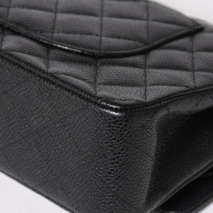 新品同様 CHANEL シャネル マトラッセ25 ダブルチェーンショルダー ダブルフラップ 14番台 ココマーク キャビアスキン ブラック シルバー金具 中古 4a004468