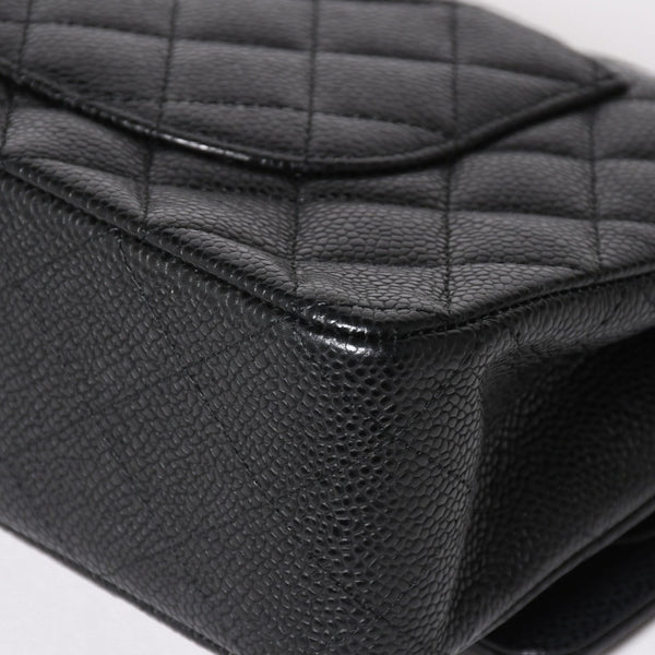 新品同様 CHANEL シャネル マトラッセ25 ダブルチェーンショルダー ダブルフラップ 14番台 ココマーク キャビアスキン ブラック シルバー金具 中古 4a004468