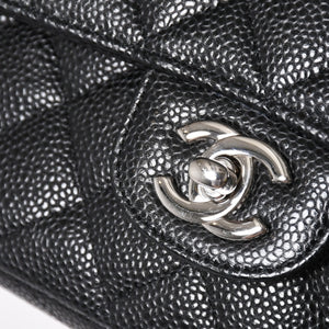 新品同様 CHANEL シャネル マトラッセ25 ダブルチェーンショルダー ダブルフラップ 14番台 ココマーク キャビアスキン ブラック シルバー金具 中古 4a004468