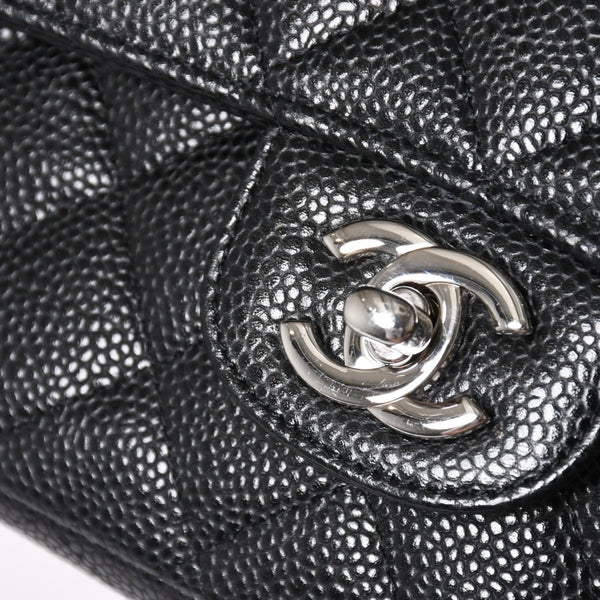 新品同様 CHANEL シャネル マトラッセ25 ダブルチェーンショルダー ダブルフラップ 14番台 ココマーク キャビアスキン ブラック シルバー金具 中古 4a004468