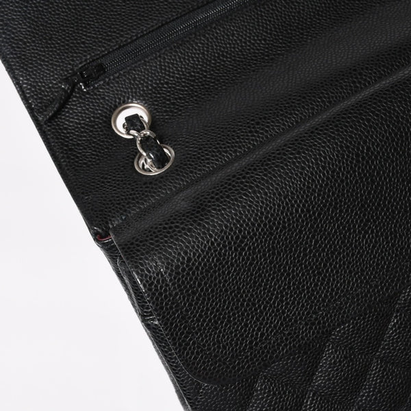 新品同様 CHANEL シャネル マトラッセ25 ダブルチェーンショルダー ダブルフラップ 14番台 ココマーク キャビアスキン ブラック シルバー金具 中古 4a004468