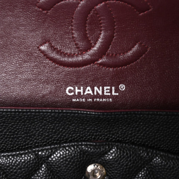 新品同様 CHANEL シャネル マトラッセ25 ダブルチェーンショルダー ダブルフラップ 14番台 ココマーク キャビアスキン ブラック シルバー金具 中古 4a004468