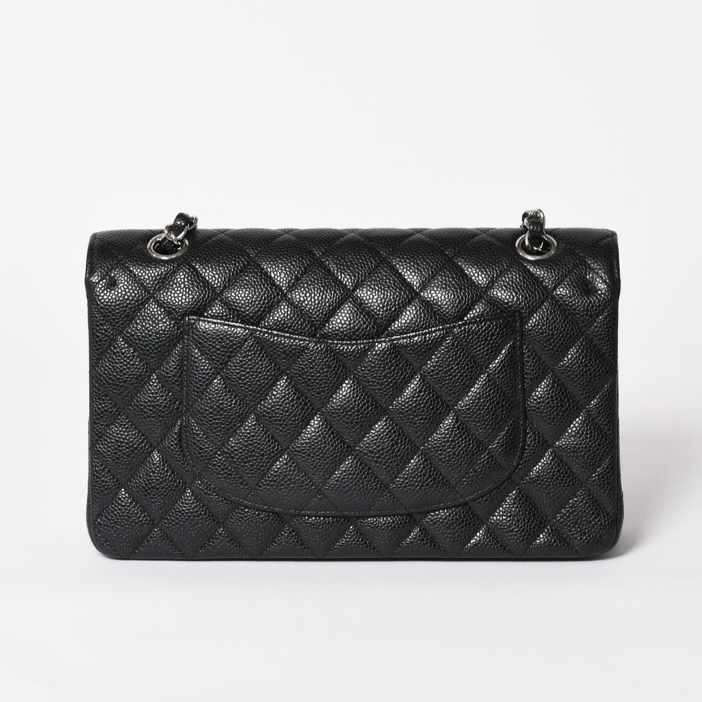 Like new CHANEL Chanel Matelasse 25 Double Chain Shoulder Double Flap No. 14 Coco Mark Caviar Skin Black Silver Hardware Used 4a004468
