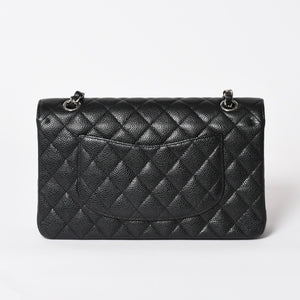 新品同様 CHANEL シャネル マトラッセ25 ダブルチェーンショルダー ダブルフラップ 14番台 ココマーク キャビアスキン ブラック シルバー金具 中古 4a004468
