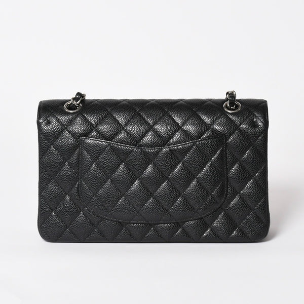 新品同様 CHANEL シャネル マトラッセ25 ダブルチェーンショルダー ダブルフラップ 14番台 ココマーク キャビアスキン ブラック シルバー金具 中古 4a004468