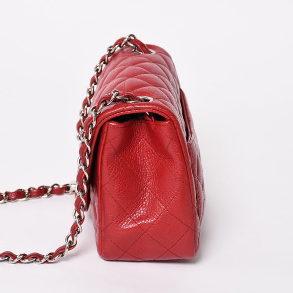 Very Good Condition CHANEL Mini Matelasse 16 Chain Shoulder Bag No. 16 Caviar Skin Red Silver Hardware Used 4a004588