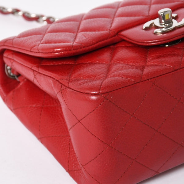Very Good Condition CHANEL Mini Matelasse 16 Chain Shoulder Bag No. 16 Caviar Skin Red Silver Hardware Used 4a004588