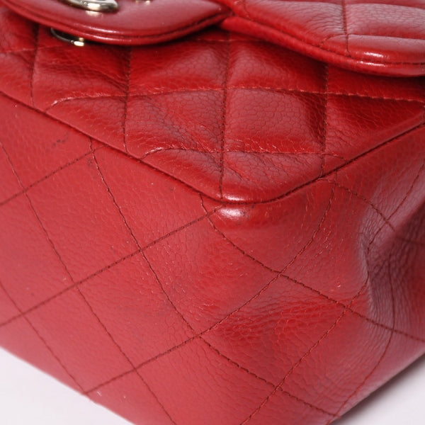 Very Good Condition CHANEL Mini Matelasse 16 Chain Shoulder Bag No. 16 Caviar Skin Red Silver Hardware Used 4a004588