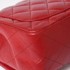 Very Good Condition CHANEL Mini Matelasse 16 Chain Shoulder Bag No. 16 Caviar Skin Red Silver Hardware Used 4a004588