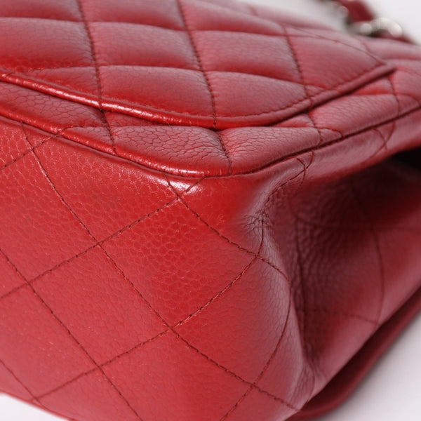 Very Good Condition CHANEL Mini Matelasse 16 Chain Shoulder Bag No. 16 Caviar Skin Red Silver Hardware Used 4a004588
