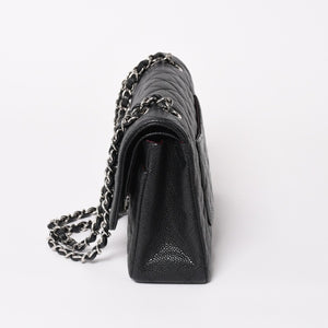 新品同様 CHANEL シャネル マトラッセ25 ダブルチェーンショルダー ダブルフラップ 14番台 ココマーク キャビアスキン ブラック シルバー金具 中古 4a004468