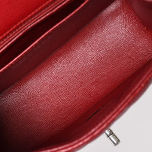 Very Good Condition CHANEL Mini Matelasse 16 Chain Shoulder Bag No. 16 Caviar Skin Red Silver Hardware Used 4a004588