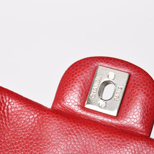 Very Good Condition CHANEL Mini Matelasse 16 Chain Shoulder Bag No. 16 Caviar Skin Red Silver Hardware Used 4a004588