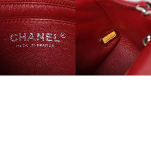 Very Good Condition CHANEL Mini Matelasse 16 Chain Shoulder Bag No. 16 Caviar Skin Red Silver Hardware Used 4a004588