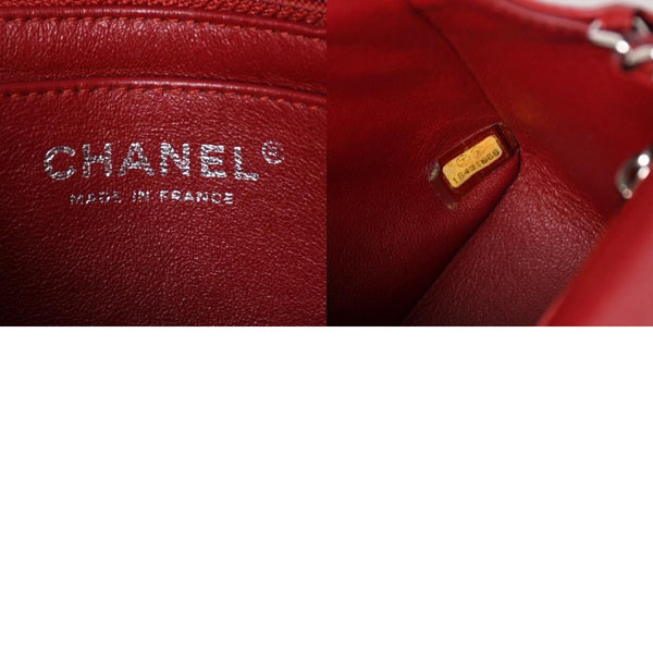 Very Good Condition CHANEL Mini Matelasse 16 Chain Shoulder Bag No. 16 Caviar Skin Red Silver Hardware Used 4a004588