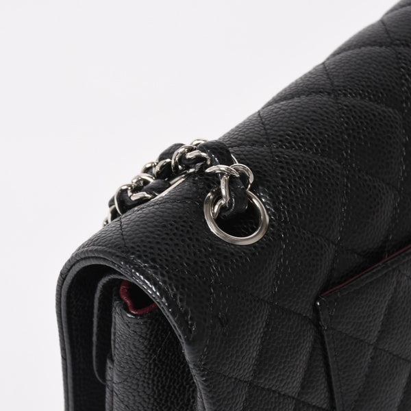新品同様 CHANEL シャネル マトラッセ25 ダブルチェーンショルダー ダブルフラップ 14番台 ココマーク キャビアスキン ブラック シルバー金具 中古 4a004468