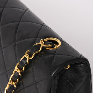 Very Good Condition CHANEL Matelasse Chain Shoulder Bag Coco Mark No. 1 Lambskin Black Gold Hardware Used 4a004472