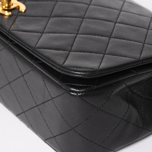Very Good Condition CHANEL Matelasse Chain Shoulder Bag Coco Mark No. 1 Lambskin Black Gold Hardware Used 4a004472