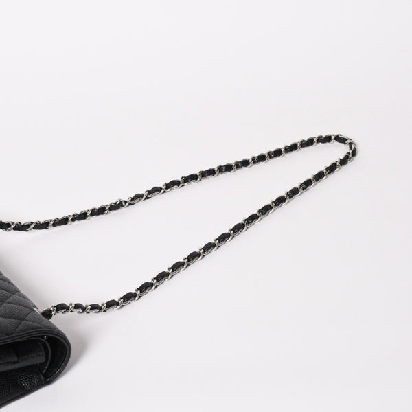 新品同様 CHANEL シャネル マトラッセ25 ダブルチェーンショルダー ダブルフラップ 14番台 ココマーク キャビアスキン ブラック シルバー金具 中古 4a004468