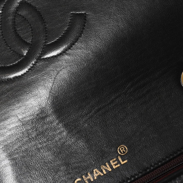 Very Good Condition CHANEL Matelasse Chain Shoulder Bag Coco Mark No. 1 Lambskin Black Gold Hardware Used 4a004472