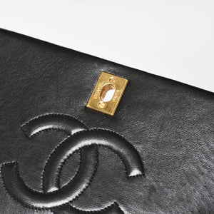Very Good Condition CHANEL Matelasse Chain Shoulder Bag Coco Mark No. 1 Lambskin Black Gold Hardware Used 4a004472
