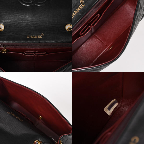Very Good Condition CHANEL Matelasse Chain Shoulder Bag Coco Mark No. 1 Lambskin Black Gold Hardware Used 4a004472