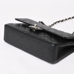 新品同様 CHANEL シャネル マトラッセ25 ダブルチェーンショルダー ダブルフラップ 14番台 ココマーク キャビアスキン ブラック シルバー金具 中古 4a004468