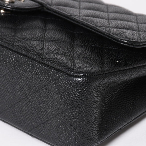 新品同様 CHANEL シャネル マトラッセ25 ダブルチェーンショルダー ダブルフラップ 14番台 ココマーク キャビアスキン ブラック シルバー金具 中古 4a004468